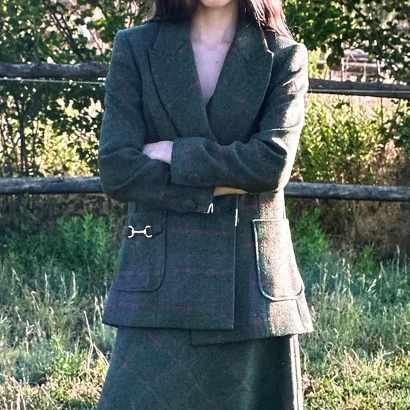 NEW!! Paris 64 Eliot Diana II Plaid Double-Breasted Blazer - Picture 9 of 11